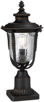 Sokkellamp Luverne met geribbeld glas brons, helder