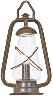 Sokkellamp MINERS in de stijl van mijnbouwlampen antiek-brons, transparant