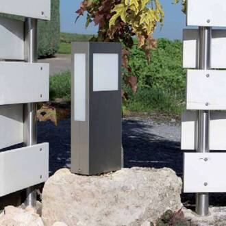 Sokkellamp Paulo 40 zonder stopcontact mat edelstaal, opaal