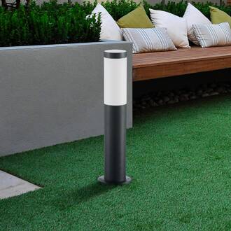 sokkellamp Statius, hoogte 45 cm, antraciet, roestvrij staal antraciet, transparant