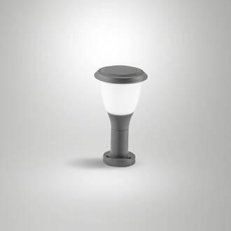 Sokkellamp Thiago, 30 cm, donkergrijs, metaal, E27, IP65