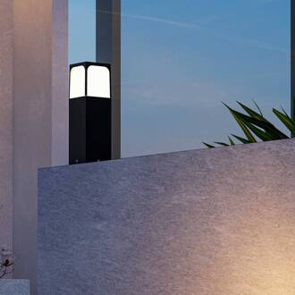 sokkellamp Veta, hoogte 30 cm, zwart, aluminium zwart, opaal