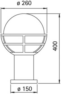 Sokkellamp zwart met opaalglas