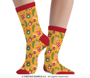 Sokken Kerstballen Oker Geel Volwassenen Geel - Beige - Creme