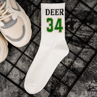 Sokken Vrouwen College Stijl Mid Buis Katoen Zwart Wit Hip-Hop Sport Sok Brief Print Grappige Sokken Casual harajuku 34