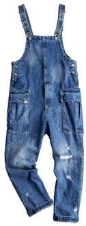 Sokotoo Mannen Losse Grote Zakken Denim Cargo Bib Overalls Casual Gaten Ripped Jeans Staight Broek 29