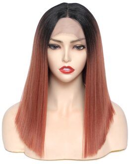 Soku Synthetische Pruiken Korte Bob Light Grey Steil Haar Voor Vrouwen 14 Inches Ombre Grijs Lace Pruik Hittebestendige Midden deel Pruiken BOM roos