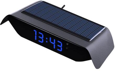 Solar Auto Klok Thermometer Lichtgevende Hoge Precisie Elektronische Temperatuur Monitor Lcd Digitale Temperatuur Monitor Accessoires blauw