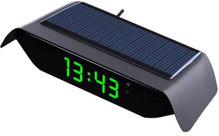 Solar Auto Klok Thermometer Lichtgevende Hoge Precisie Elektronische Temperatuur Monitor Lcd Digitale Temperatuur Monitor Accessoires groen