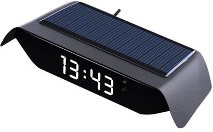 Solar Auto Klok Thermometer Lichtgevende Hoge Precisie Elektronische Temperatuur Monitor Lcd Digitale Temperatuur Monitor Accessoires wit