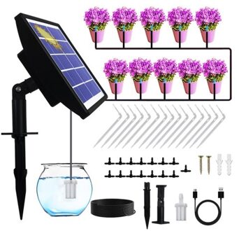 Solar Automatic Drip Irrigation Kit Anti-siphon Solar Powered Irrigation System for Garden Balcony 1-600s Timer Easy DIY Self Watering Device Supported 10-15 Pots Plants