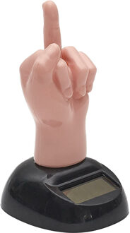 Solar bewegend figuur - Fuck you middelvinger - roze - kunststof - 10 cm - cadeau - award