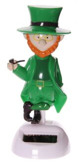 Solar bewegend figuur - gelukskabouter/dwerg - groen - kunststof - 12 cm
