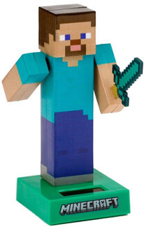 Solar bewegend figuur - Minecraft Steve - blauw - kunststof - 12 cm - cadeau