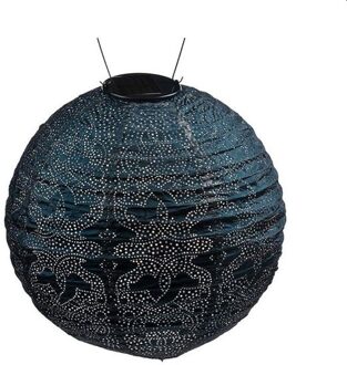 Solar Buitenlampion Marrakesh Rond - 30 cm - Petrol Blauw