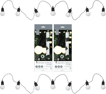 Solar feestverlichting lichtsnoer -2x - 20 LED lampen- warm wit -1070?cm