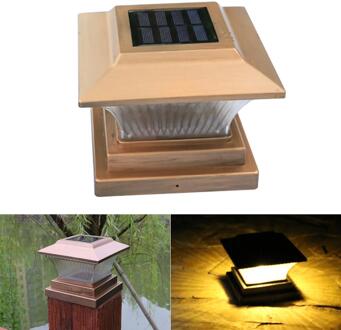 Solar Fence Lamp Landschap Licht Tuin Post Cap Lamp Led Outdoor Waterdichte Path Deck Vierkante Decor Night Lamp goud schelp warm