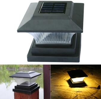 Solar Fence Lamp Landschap Licht Tuin Post Cap Lamp Led Outdoor Waterdichte Path Deck Vierkante Decor Night Lamp zwart schelp warm