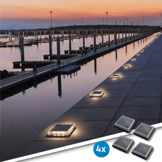 Solar grondspot Square Helder Wit met schemersensor - 4 stuks