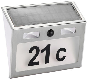 Solar huisnummer plaat - 18 cm - met licht en bewegingsmelder - led - sensor