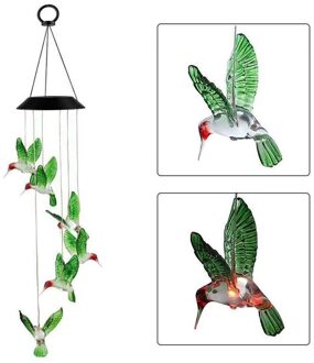 Solar Kleur Veranderende Opknoping Licht Kleurrijke Wind Chime Outdoor Lamp Decoratieve Waterdichte Wind Bell Licht Voor Tuin Solar Lamp hummingbird
