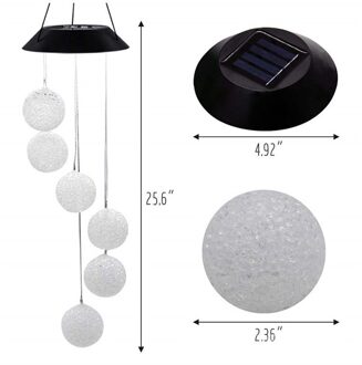Solar Kleur Veranderende Opknoping Licht Kleurrijke Wind Chime Outdoor Lamp Decoratieve Waterdichte Wind Bell Licht Voor Tuin Solar Lamp rounded