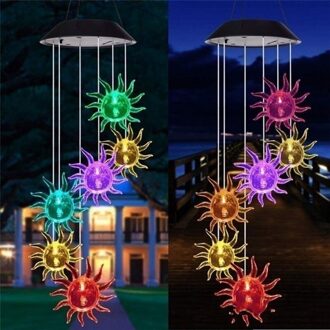 Solar Kleur Veranderende Opknoping Licht Kleurrijke Wind Chime Outdoor Lamp Decoratieve Waterdichte Wind Bell Licht Voor Tuin Solar Lamp zon bloem
