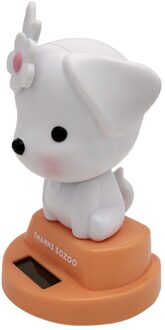 Solar Knikken Figuur Solar Figuur Honden Decoratie Figuur Speelgoed Home Decor wit