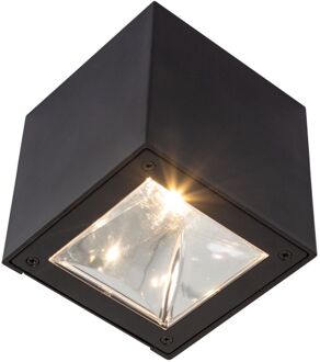 Solar Kubus Wandlamp Buiten - Solar Tuinverlichting - Zonne Energie Buitenverlichting - Buitenlamp - Zwart