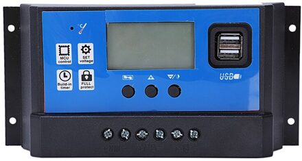 Solar Lader En Ontlader Controller 12V 24V Auto Lcd Display Pv Batterij Regulator Met Dual Usb 5V(40A)
