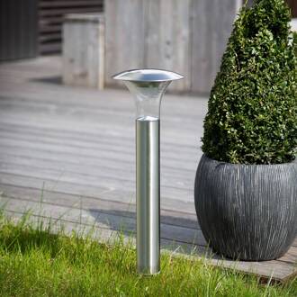 Solar LED grondspies lamp Jolin, 66 cm, roestvrij staal roestvrij staal, helder