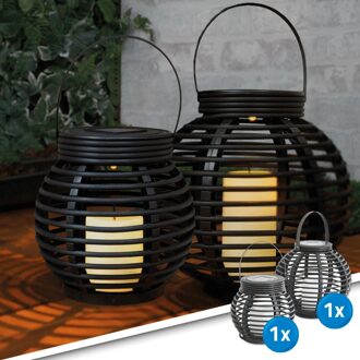 Solar LED Lantaarn Basket Small + Medium (set van 2 stuks)