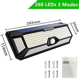 Solar Led Light Outdoor 3 Modi Zonlicht Aangedreven Waterdichte Wandlamp Met Pir Motion Sensor Voor Straat Huis Tuin Decoratie 268 Leds 1 stk