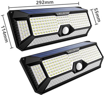Solar Led Light Outdoor 3 Modi Zonlicht Aangedreven Waterdichte Wandlamp Met Pir Motion Sensor Voor Straat Huis Tuin Decoratie 268 Leds 2 stk