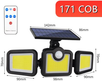 Solar Led Light Outdoor Motion Sensor Zonne-energie Tuin Lamp 3 Heads Afstandsbediening Waterdichte Wandlamp Voor Tuin Straat stijl 4-Integrated