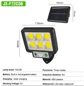 Solar Led Light Outdoor Tuin Solar Lampen Motion Sensor Opladen Waterdicht Straat Garage Verlichting 3 Modi Controle 56SMD 72COB F72 56led