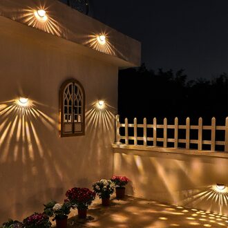 Solar Led Light Outdoor Wandlamp Tuin Lignts Waterdichte Trap Solar Lamp Binnenplaats Tuin Decor Voor Thuis Balkon Patio warm licht / 6stk