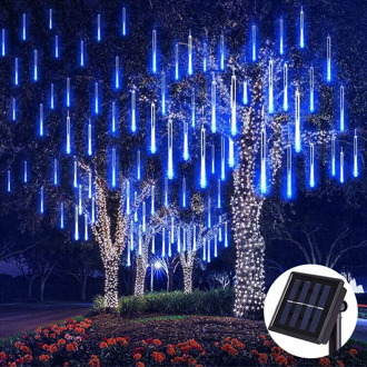 Solar LED Meteor Shower Rain Lights Holiday String Lights Waterproof Garden Light 8 Tubes 144 Leds Christmas Wedding Decoration
