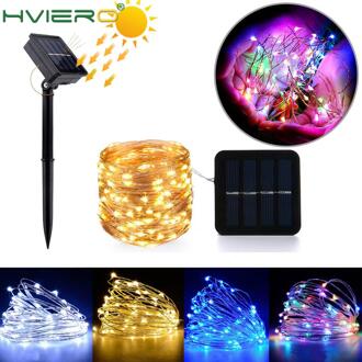 Solar Led Outdoor Lamp Snaar Licht 100/200 Leds Fairy Christmas Party Garland Solar Tuin Waterdichte 10M Omgevingslicht 10m 100leds / warm wit