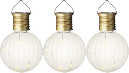 solar led verlichting bol - set 3x - warm wit - kunststof - Buitenverlichting