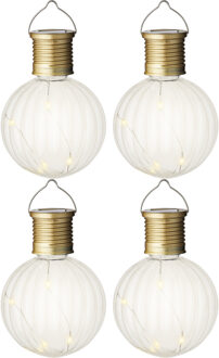 solar led verlichting bol - set 4x - warm wit - kunststof - Buitenverlichting