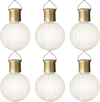 solar led verlichting bol - set 6x - warm wit - kunststof - Buitenverlichting