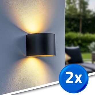 Solar led wandlamp up downlight emme rond - voordeelset van 2 stuks