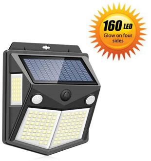 Solar Licht Dubbele Sensor Hoofd Tuin Wandlamp Tuin Licht Vierzijdig Lichtgevende Menselijk Lichaam Sensor Solar Light 260/160 Led 1 stk 160 LED