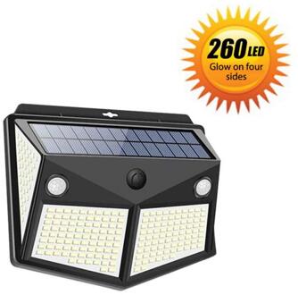 Solar Licht Dubbele Sensor Hoofd Tuin Wandlamp Tuin Licht Vierzijdig Lichtgevende Menselijk Lichaam Sensor Solar Light 260/160 Led 1 stk 260 LED