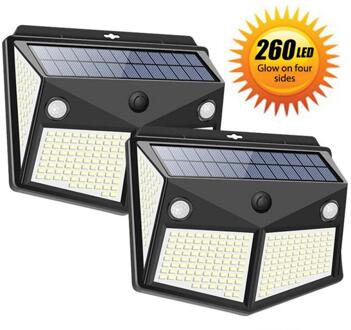 Solar Licht Dubbele Sensor Hoofd Tuin Wandlamp Tuin Licht Vierzijdig Lichtgevende Menselijk Lichaam Sensor Solar Light 260/160 Led 2 stk 260 LED