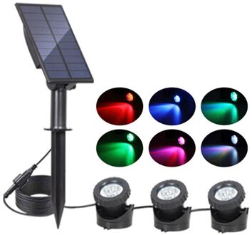 Solar Licht Onderwater Waterdichte IP68 Rgb Dompelpompen Spot Light Voor Zwembad Fonteinen Vijver Aquarium Lamp 3 Heads-RGB