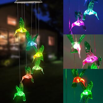 Solar Lichtslingers Tuinverlichting Kleur Veranderende Solar Windgong Led Decoratieve Mobiele Waterdichte Outdoor String Lights kleur hummingbird