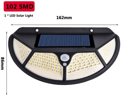 Solar Light Outdoor Led Wandlamp 3 Modus Motion Pir Sensor Straat Licht SMD2835 102 Ingebouwde Batterij Zonlicht Aangedreven waterdicht 1stk (102 SMD)