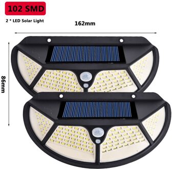 Solar Light Outdoor Led Wandlamp 3 Modus Motion Pir Sensor Straat Licht SMD2835 102 Ingebouwde Batterij Zonlicht Aangedreven waterdicht 2stk (102 SMD)